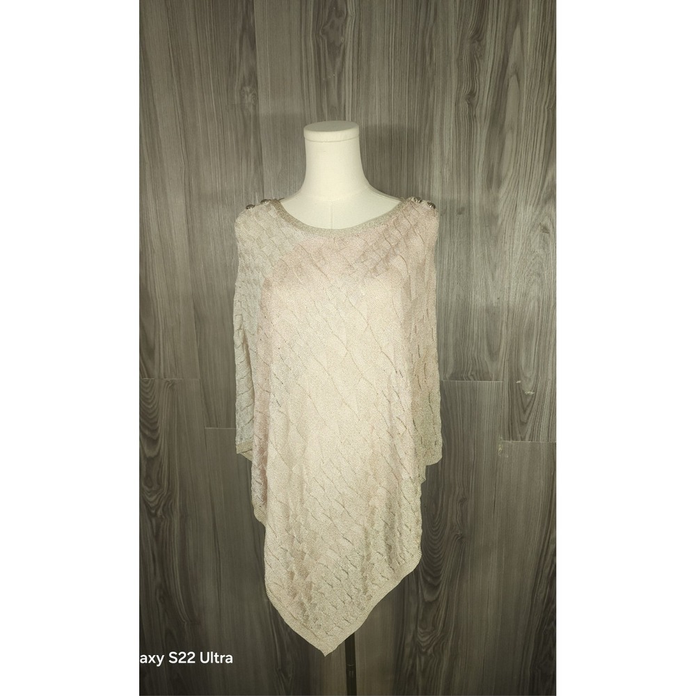 White House‎ Black Market Metallic Asymmetric Hem Pullover Poncho Small